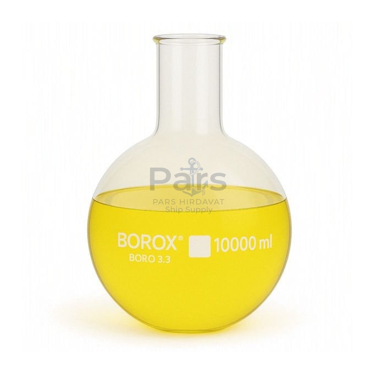 Borox Cam Balon 10000 ml - Dibi Düz - Şilifsiz Deney Balonu