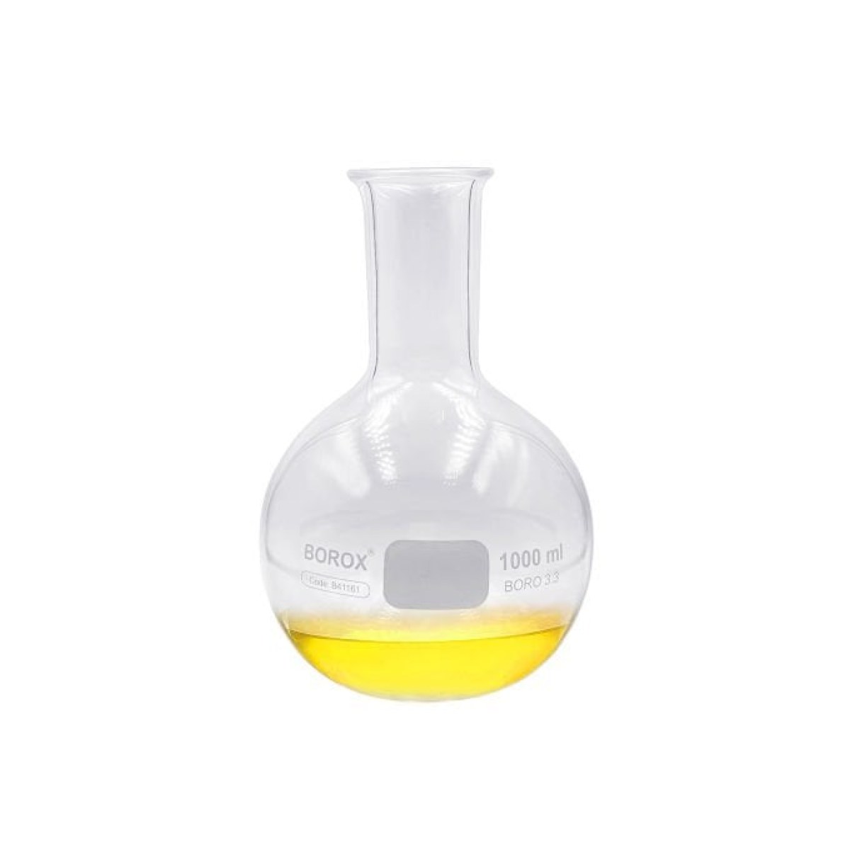 Borox Cam Balon 1000 ml - Dibi Düz - Şilifsiz Deney Balonu