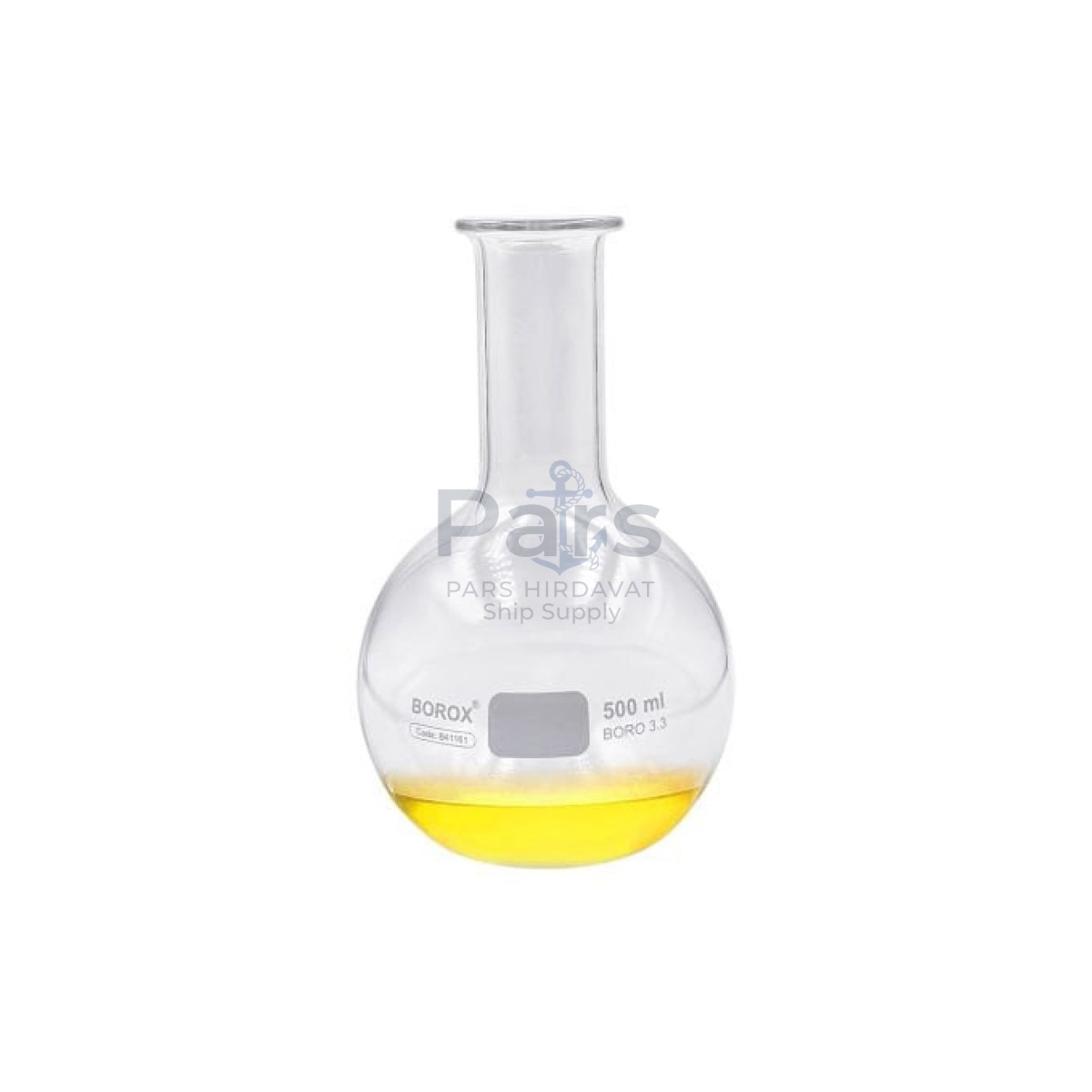 Borox Cam Balon 500 ml - Dibi Düz - Şilifsiz Deney Balonu