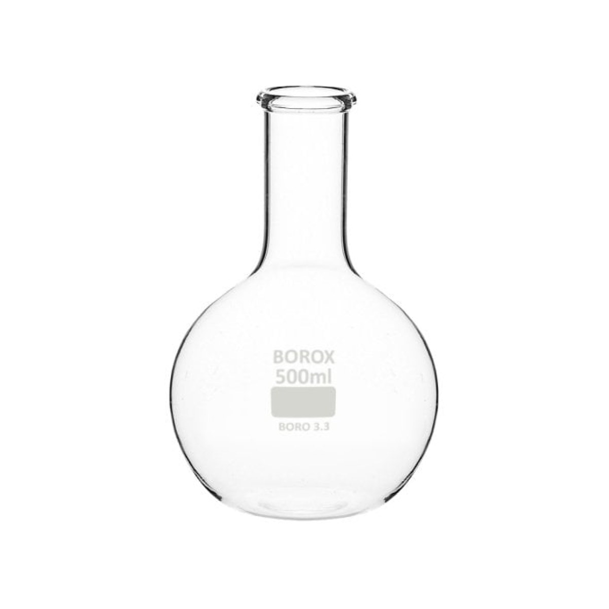 Borox Cam Balon 50 ml - Dibi Düz - Şilifsiz Deney Balonu