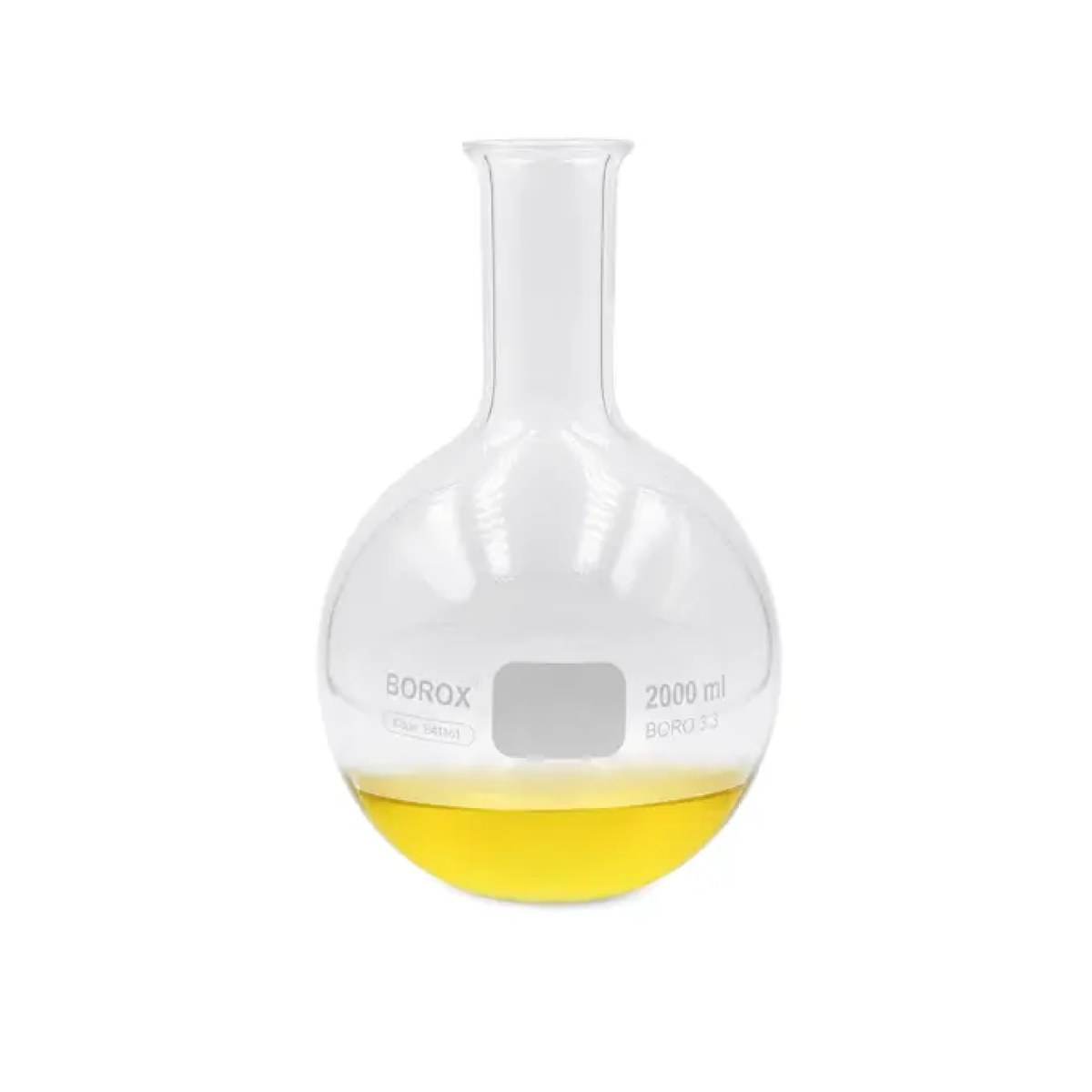 Borox Cam Balon 2000 ml - Dibi Düz - Şilifsiz Deney Balonu