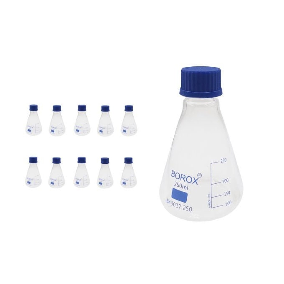 Borox Cam Erlen 250 ml - Erlenmeyer Flask Vida Kapaklı - 10 pcs Toptan