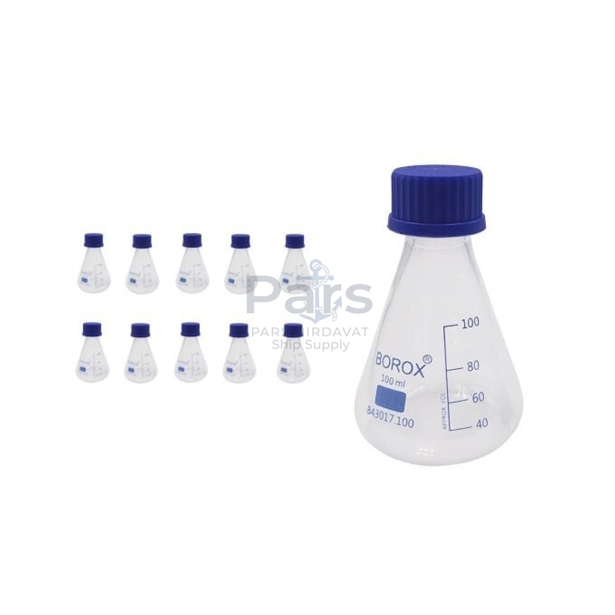 Borox Cam Erlen 100 ml - Erlenmeyer Flask Vida Kapaklı - 10 pcs Toptan