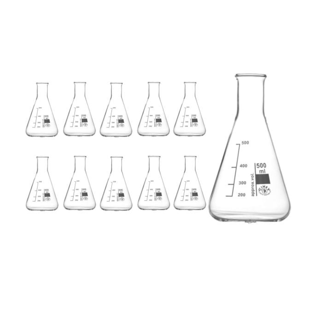 Simax Cam Erlen 500 ml - Erlenmeyer Flask Dar Boyunlu - 10 Adet Toptan