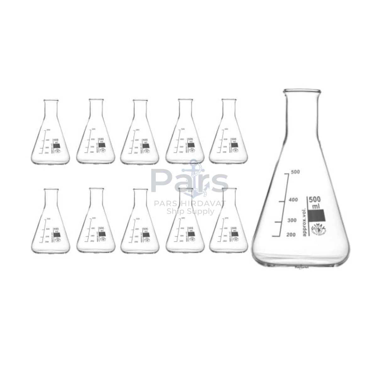 Simax Cam Erlen 500 ml - Erlenmeyer Flask Dar Boyunlu - 10 pcs Toptan
