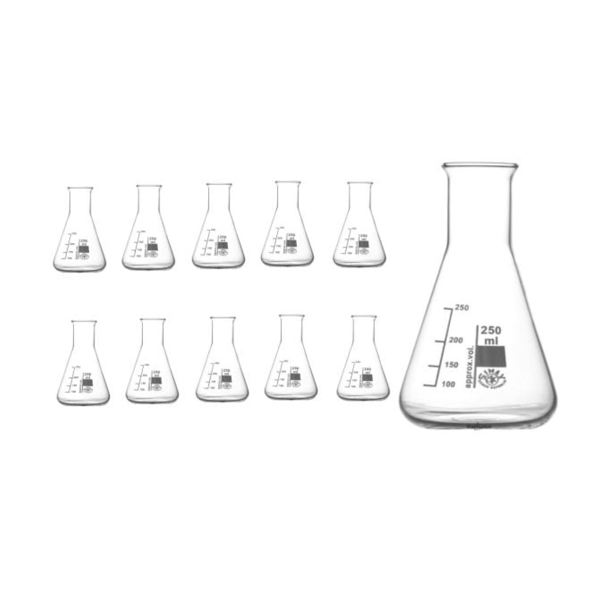 Simax Cam Erlen 250 ml - Erlenmeyer Flask Dar Boyunlu - 10 Adet Toptan