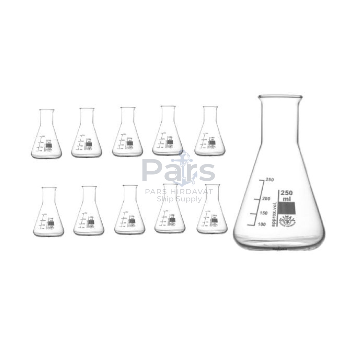 Simax Cam Erlen 250 ml - Erlenmeyer Flask Dar Boyunlu - 10 pcs Toptan