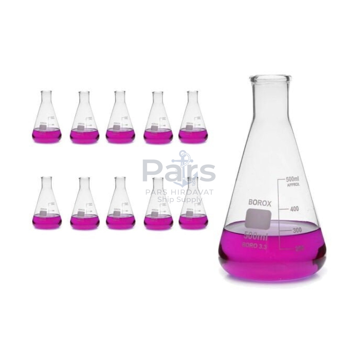Borox Cam Erlen 500 ml - Erlenmeyer Flask Dar Boyun 10 pcs
