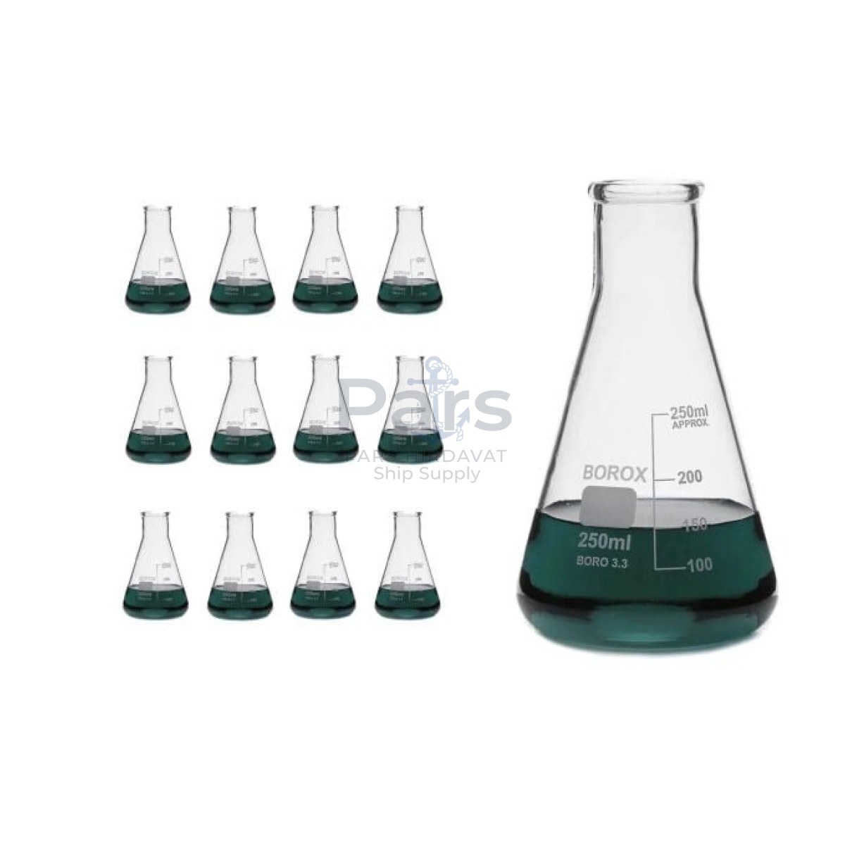 Borox Cam Erlen 250 ml - Erlenmeyer Flask Dar Boyun 12 pcs