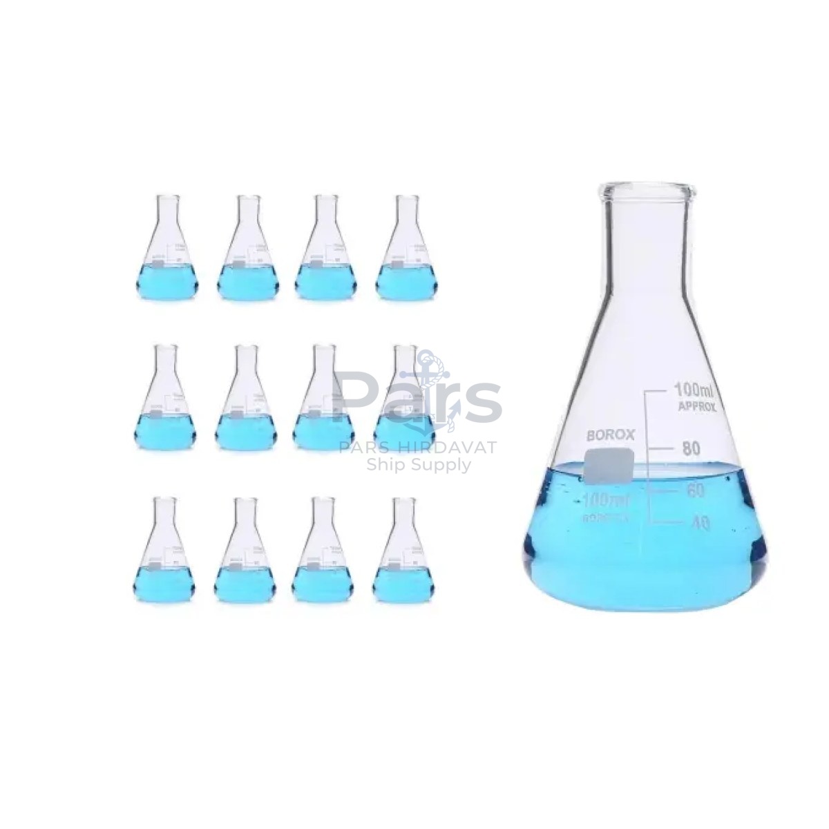 Borox Cam Erlen 100 ml - Erlenmeyer Flask Dar Boyun 12 pcs