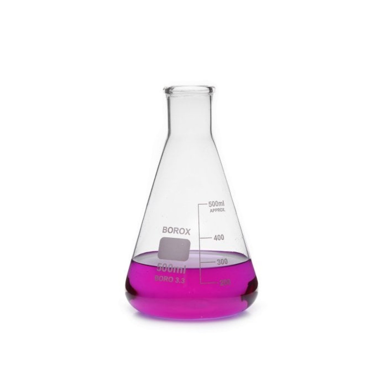 Borox Cam Erlen 500 ml - Dereceli Erlenmeyer Flask Dar Boyun