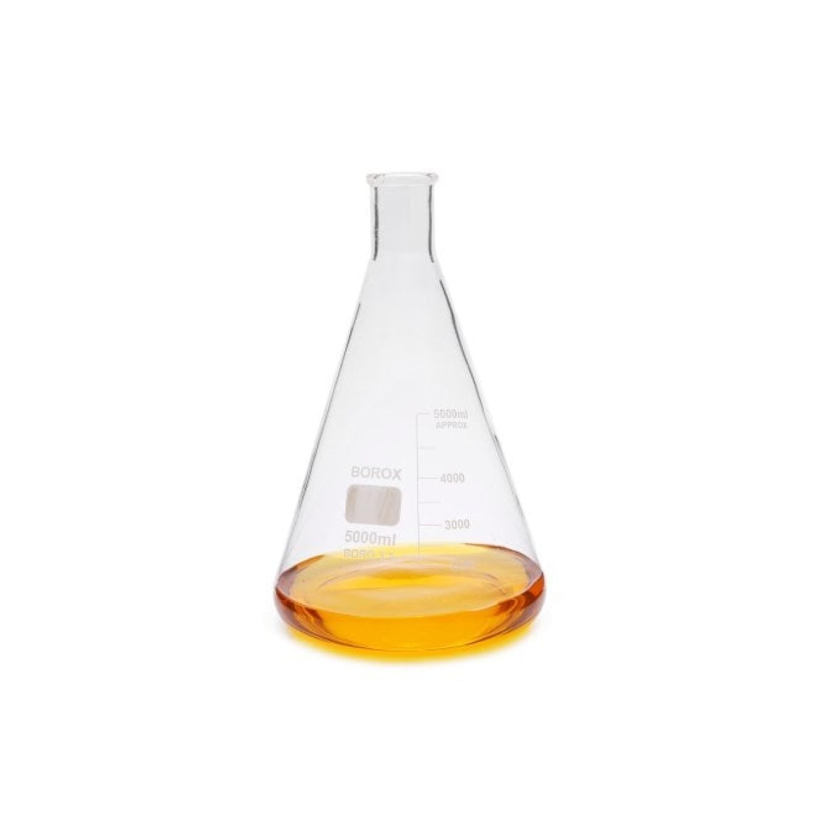 Borox Cam Erlen 5000ml - Dereceli Erlenmeyer Flask Dar Boyun