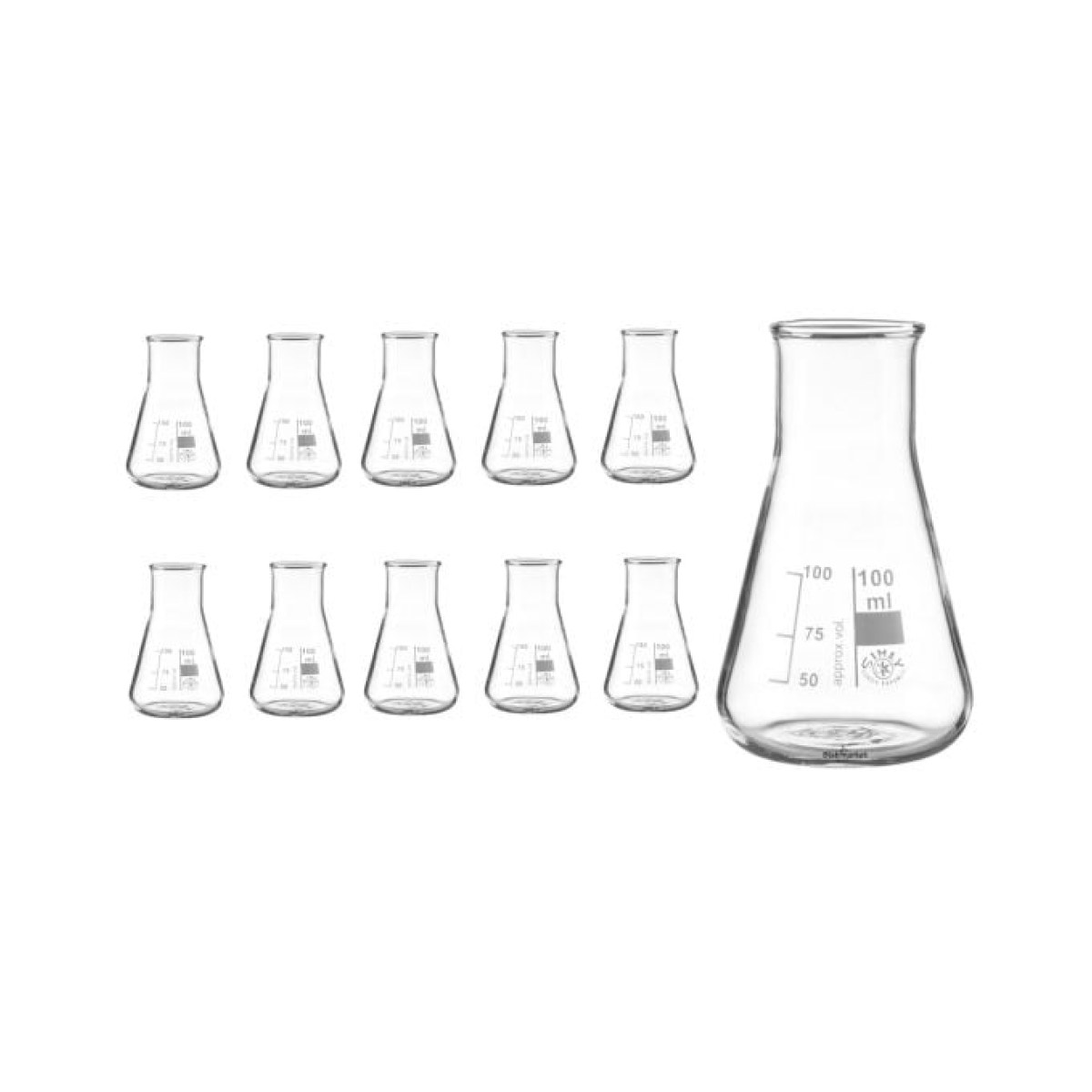Simax Cam Erlen 100 ml - Erlenmeyer Flask Geniş Boyunlu - 10 Adet Toptan