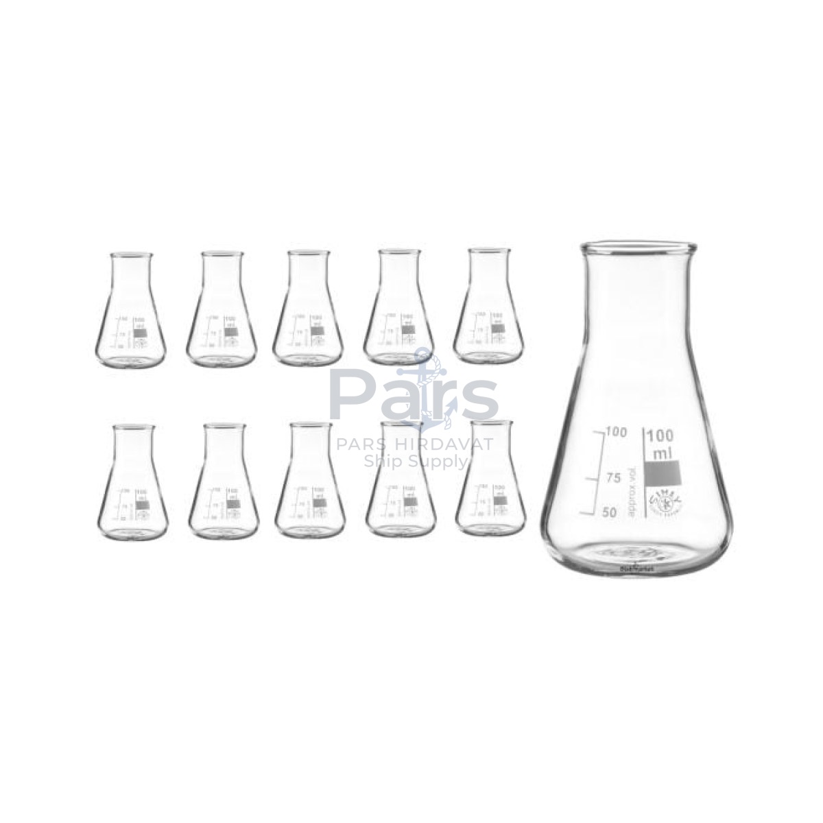 Simax Cam Erlen 100 ml - Erlenmeyer Flask Geniş Boyunlu - 10 pcs Toptan