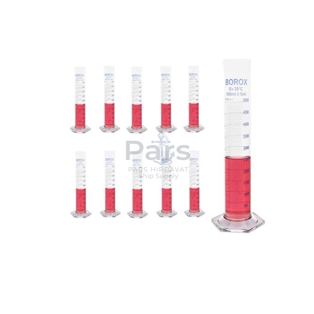 Borox Cam Mezür 500ml - Dereceli Silindir Blue Skala 10 pcs Toptan