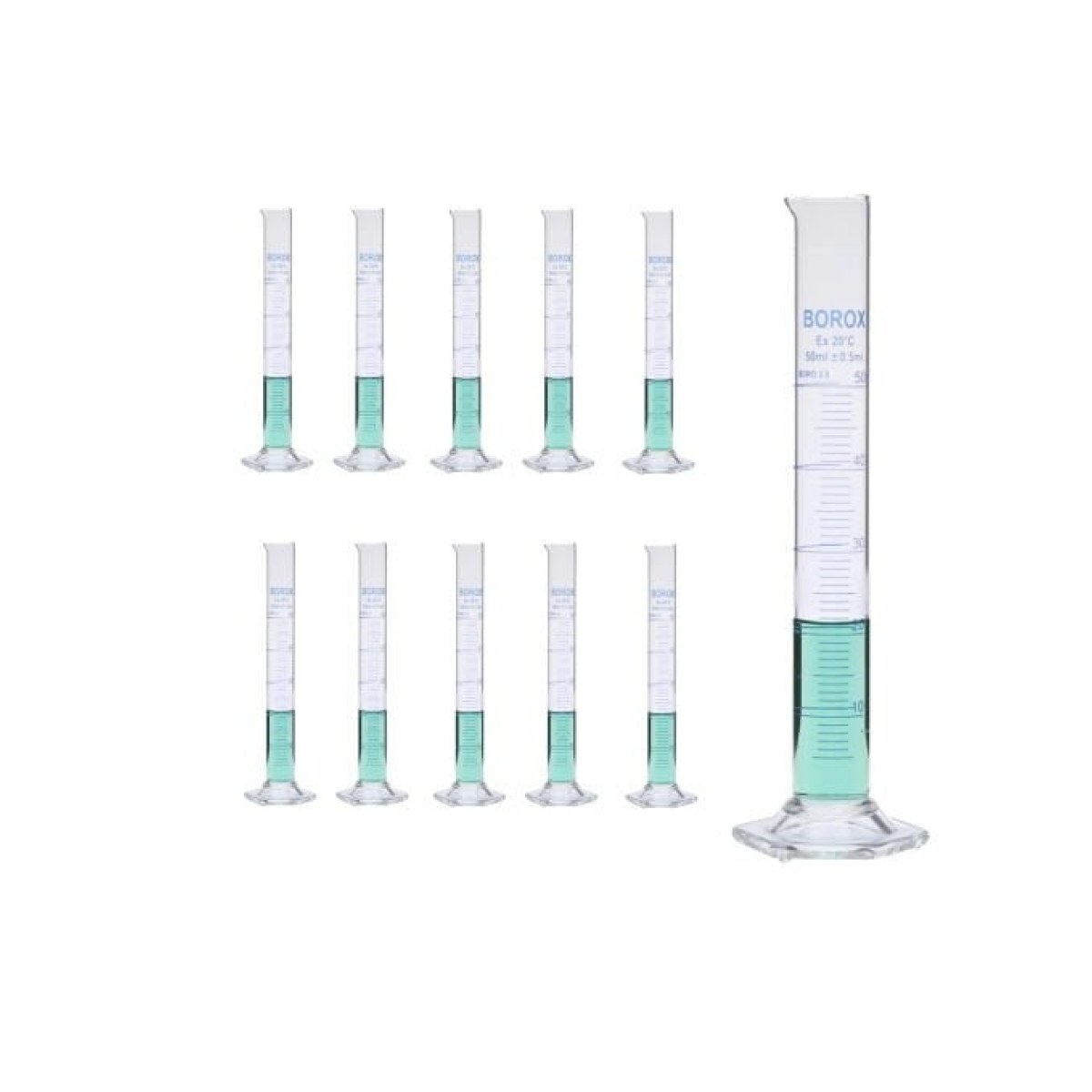 Borox Cam Mezür 50ml - Dereceli Silindir Blue Skala - 10pcs Toptan