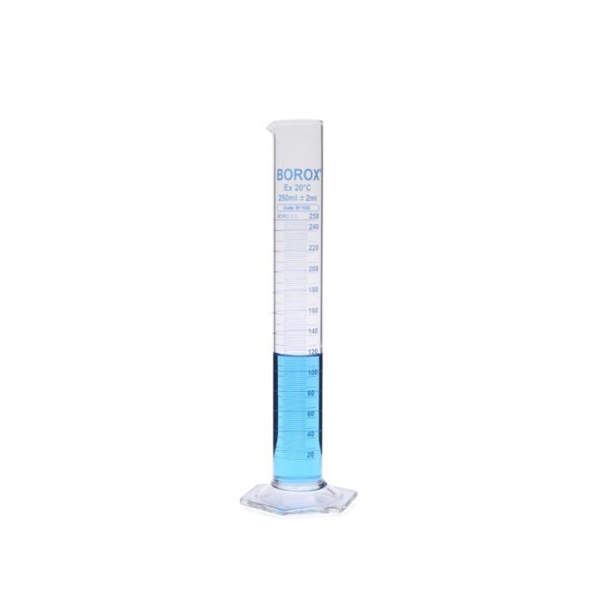 Borox Cam Mezür 250 ml Uzun - Dereceli Silindir Blue Skala