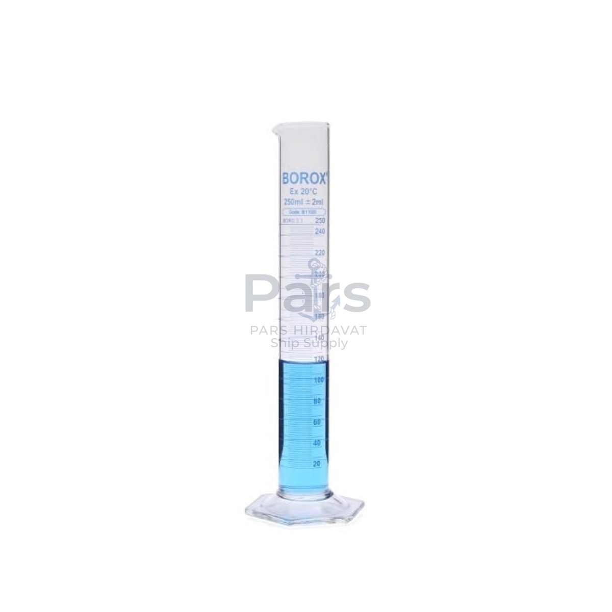 Borox Cam Mezür 250 ml Uzun - Dereceli Silindir Blue Skala