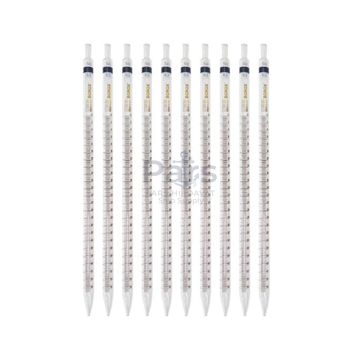 Borox Cam Dereceli Pipet 50 ml - Serolojik Pipet - 10 pcs