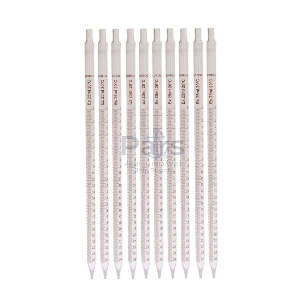 Borox Cam Dereceli Pipet 25 ml - Serolojik Pipet - 10 pcs
