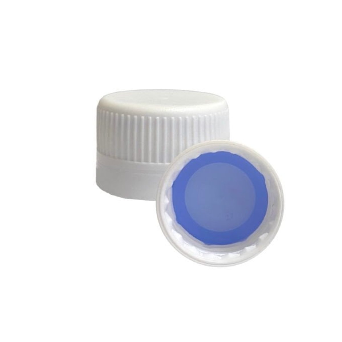 28pp Beyaz Kilitli Kapak - Mavi Plastik Contalı - 28 mm Çap - 28mm Ağızlı Şişeler İçin Uygundur