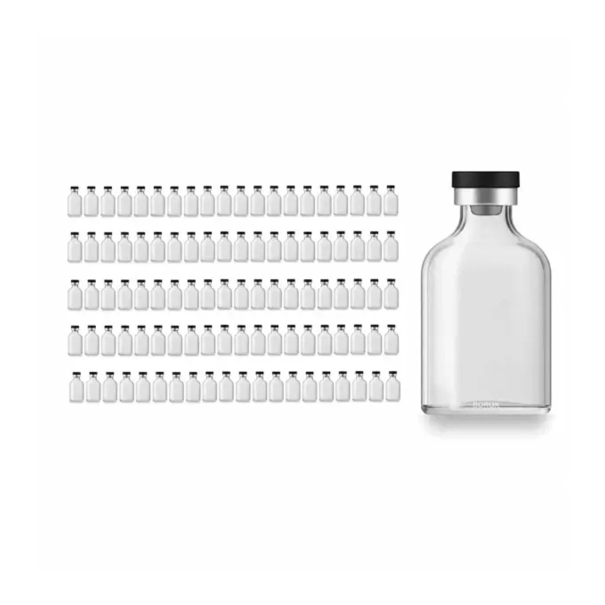 Borox Kapaklı Tıpalı Cam Şişe 50ml - Flakon Şişe 50cc - 100 pcs Toptan