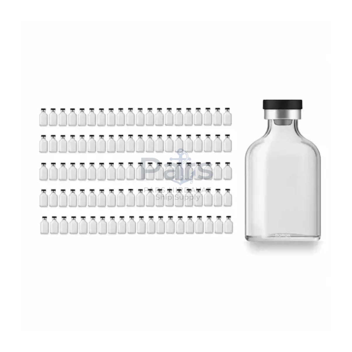 Borox Kapaklı Tıpalı Cam Şişe 50ml - Flakon Şişe 50cc - 100 pcs Toptan