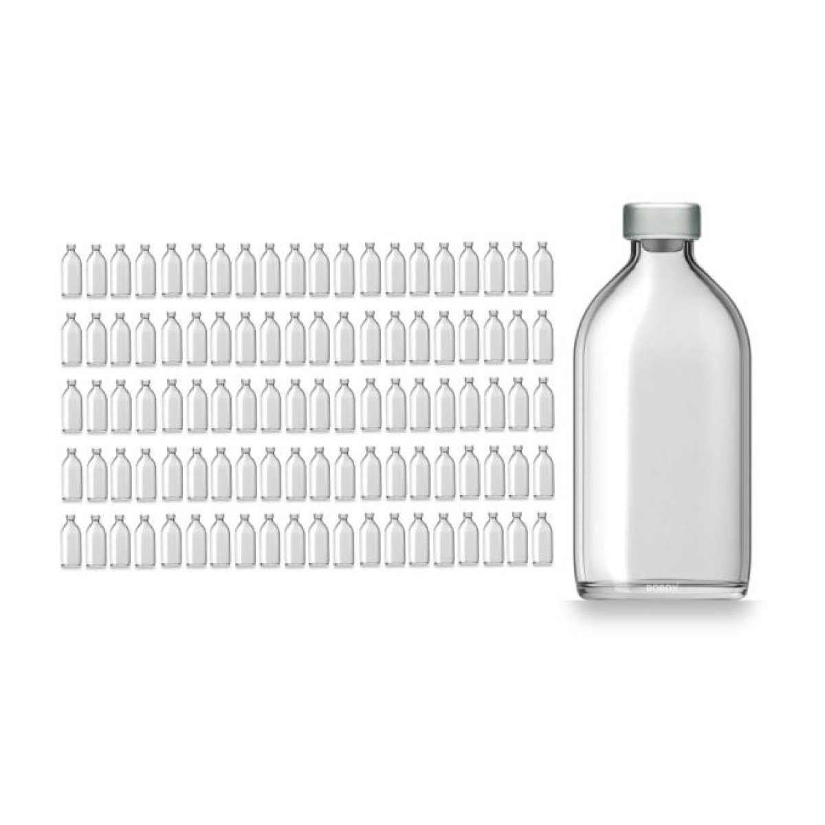 Borox Kapaklı Tıpalı Cam Şişe 100ml - Flakon Şişe 100cc - 100 Adet Toptan