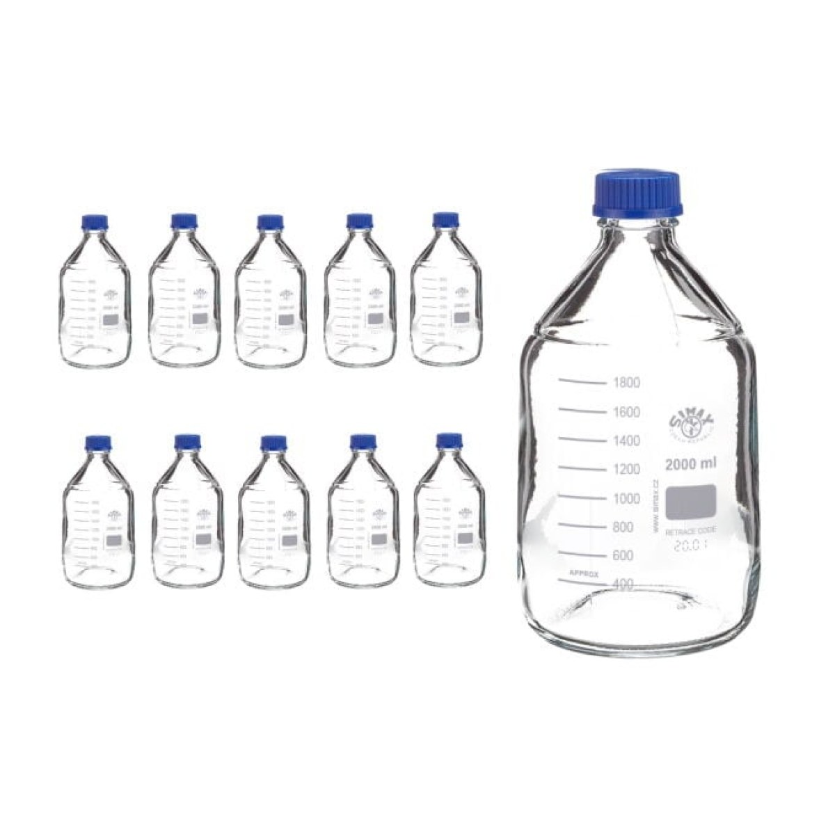 Simax Cam Otoklav Şişe 2000 ml - Vida Kapaklı Boş Şişe - 10 Adet Toptan