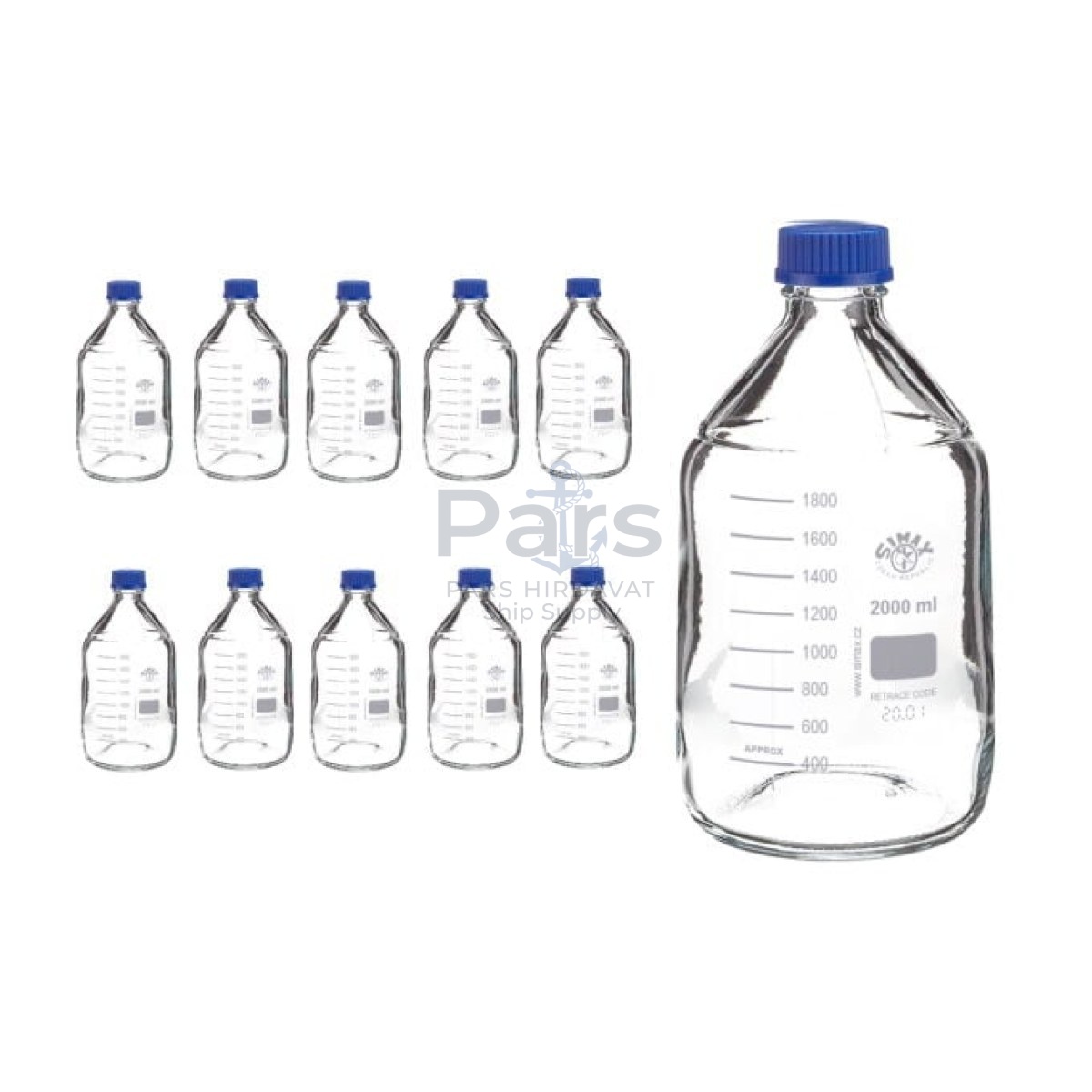 Simax Cam Otoklav Şişe 2000 ml - Vida Kapaklı Boş Şişe - 10 pcs Toptan