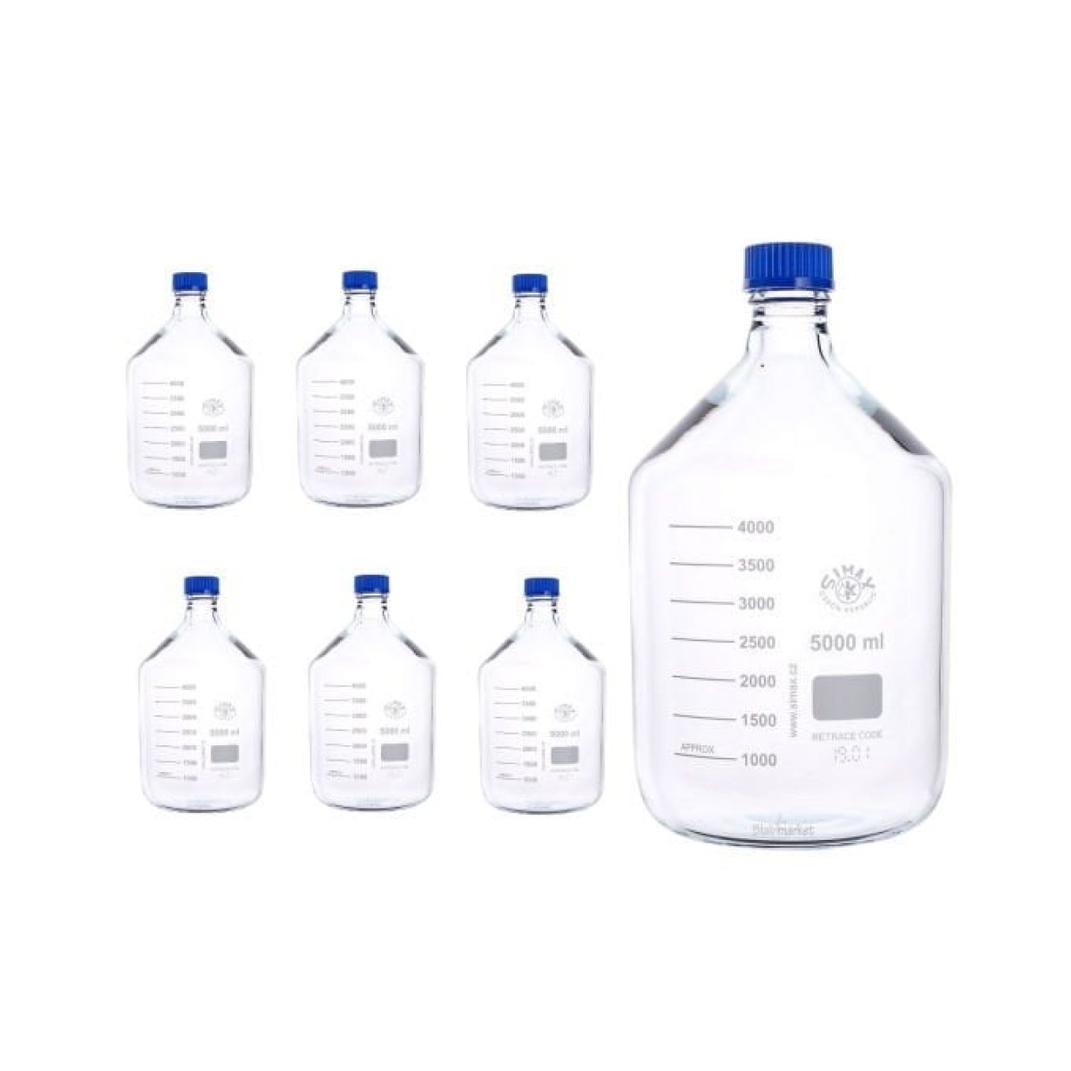 Simax Cam Otoklav Şişe 5000 ml - Vida Kapaklı Boş Şişe - 6 Adet Toptan