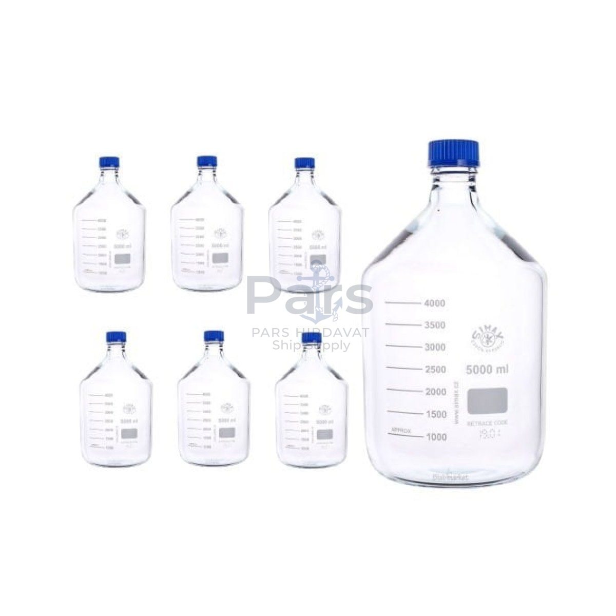 Simax Cam Otoklav Şişe 5000 ml - Vida Kapaklı Boş Şişe - 6 pcs Toptan