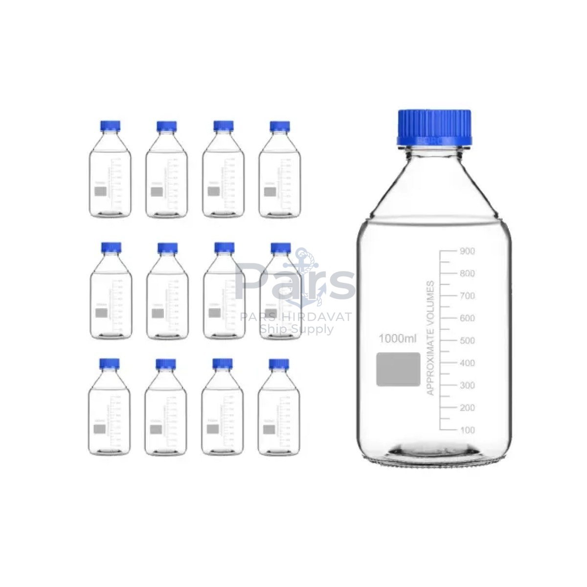 Borox Cam Şişe 1000ml - Vida Kapaklı Numune Şişesi - Otoklav Şişe - 12 pcs Toptan