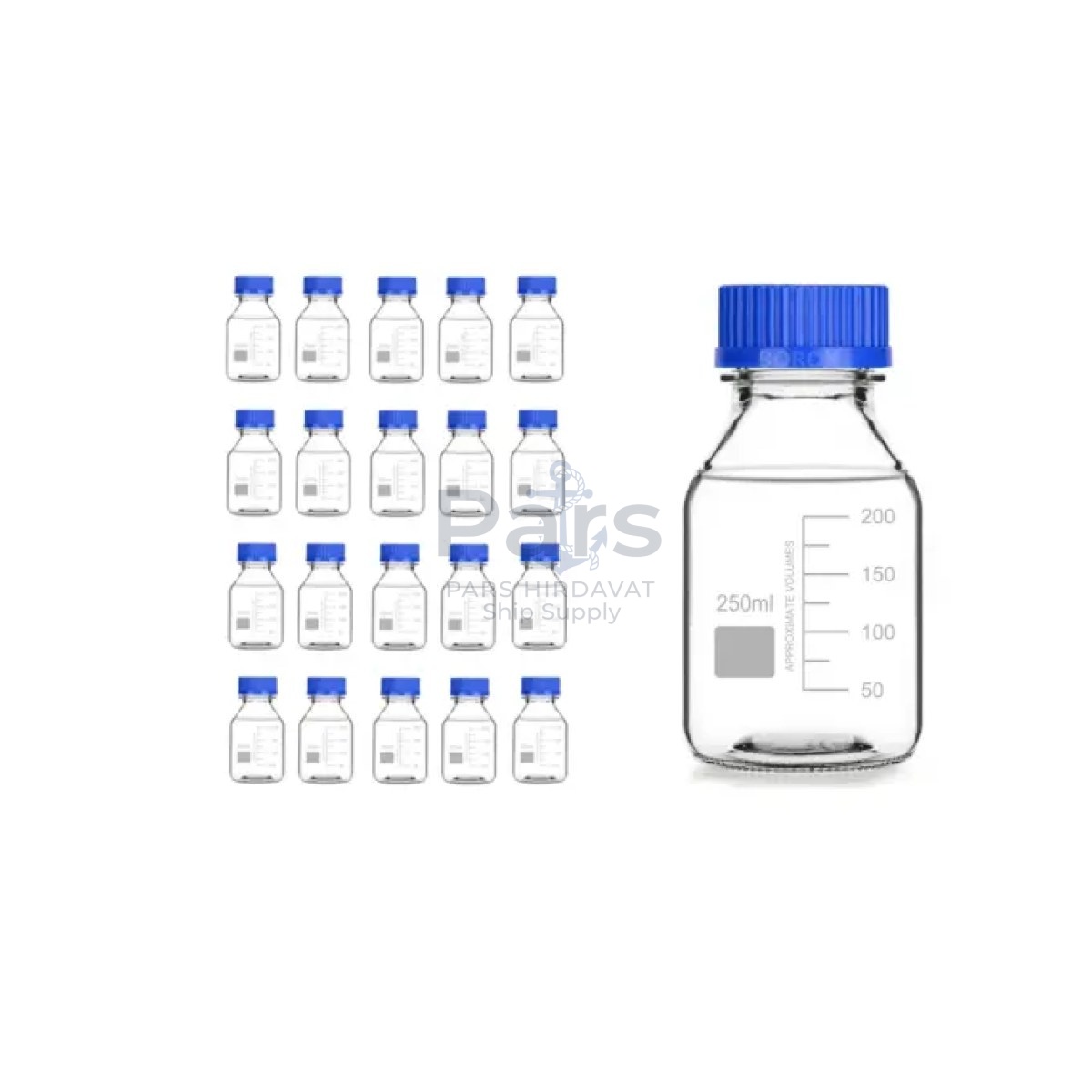 Borox Cam Şişe 250ml - Vida Kapaklı Numune Şişesi - Otoklav Şişe - 20 pcs Toptan