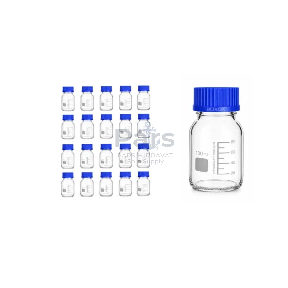 Borox Cam Şişe 100ml - Vida Kapaklı Numune Şişesi - Otoklav Şişe - 20 pcs Toptan
