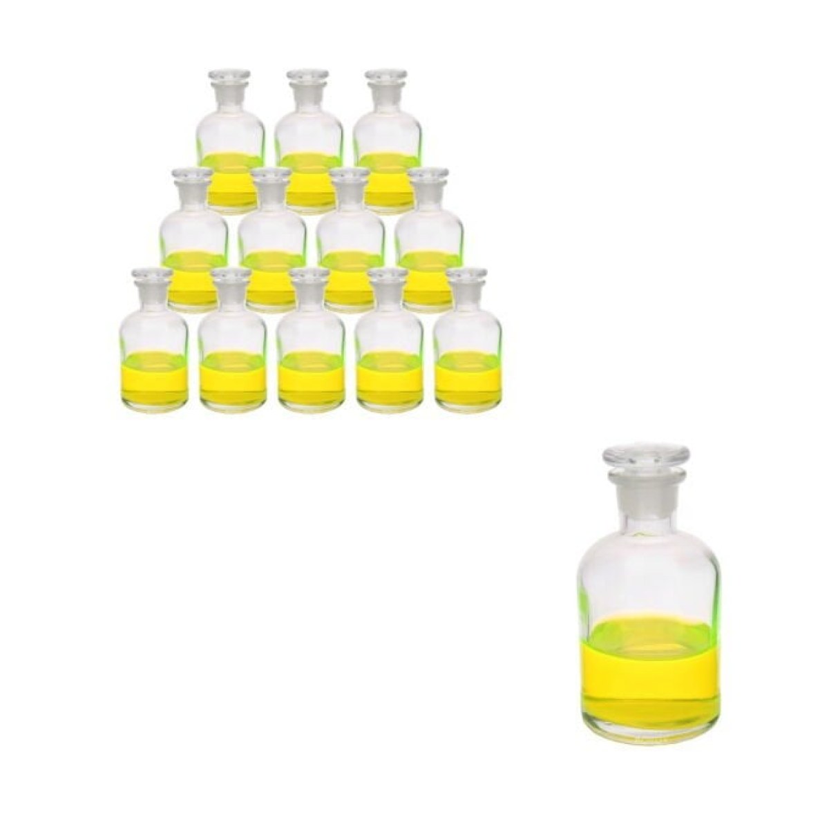 Borox Cam Miyar Şişe 125ml - Şilifli Cam Tıpalı Şişe 12 Adet