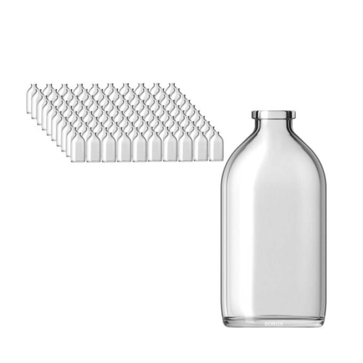 Borox Cam Şişe 100ml - Flakon Şişe 100cc - Vial 100Adet