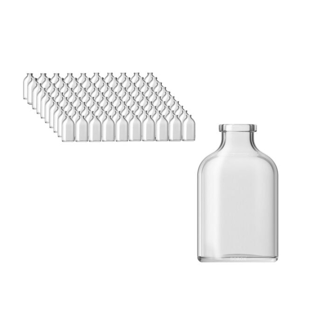 Borox Cam Şişe 50ml - Flakon Şişe 50cc - Vial 100pcs