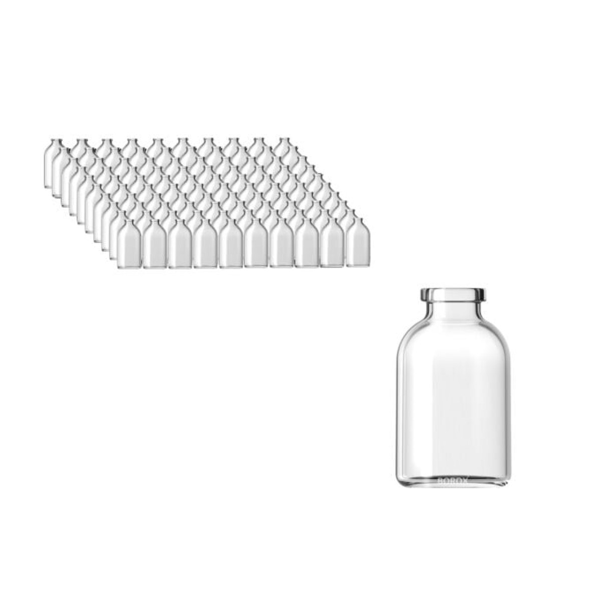 Borox Cam Şişe 25ml - Flakon Şişe 25cc - Vial 100pcs