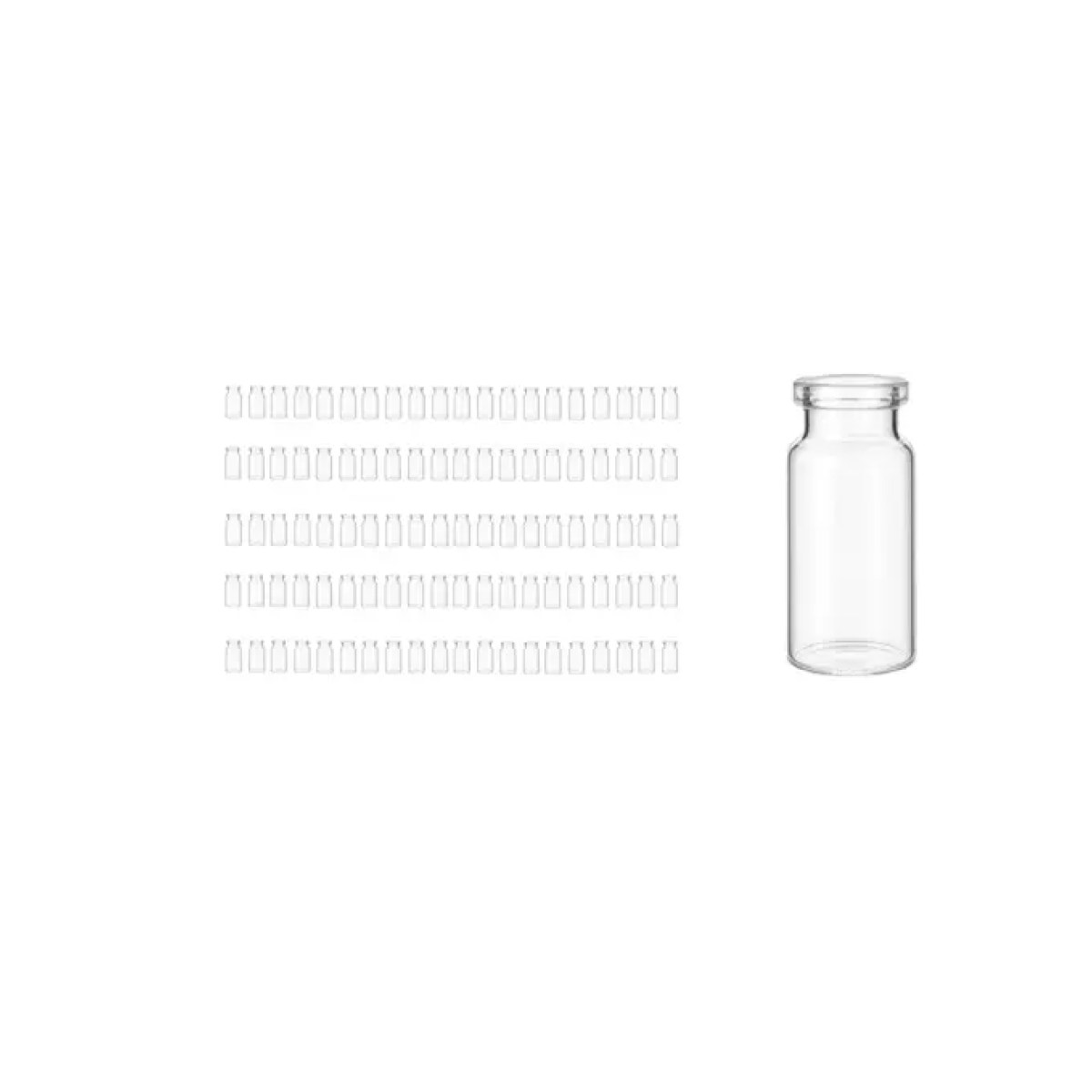Borox Cam Şişe 10ml - Crimp Vial ND20 - Şeffaf - Dibi Düz - 100 pcs/Paket