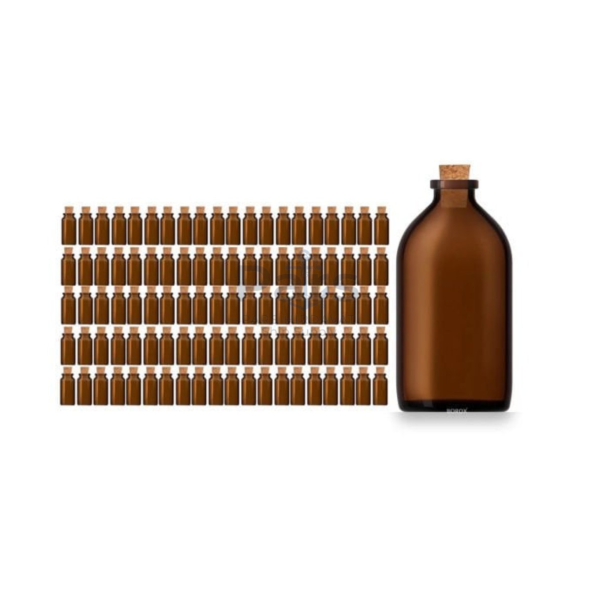 Borox Mantar Tıpalı Amber Cam Şişe - Boş Büyük Şişe 100 ml - Tıpalı Boş Şişe 100 pcs/Paket