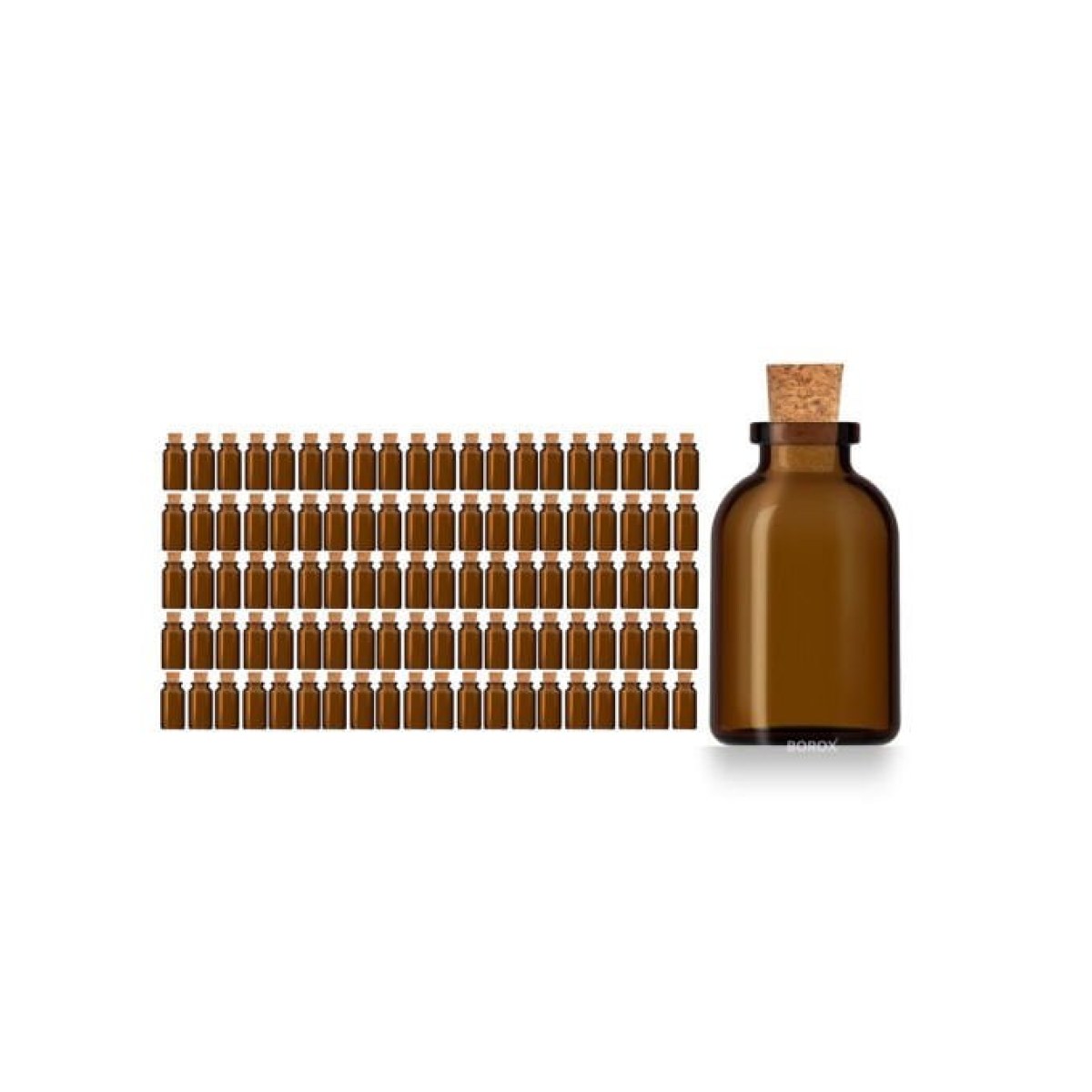 Borox Mantar Tıpalı Amber Cam Şişe - Mini Küçük Şişe 25 ml - Tıpalı Küçük Şişe 100 Adet/Paket