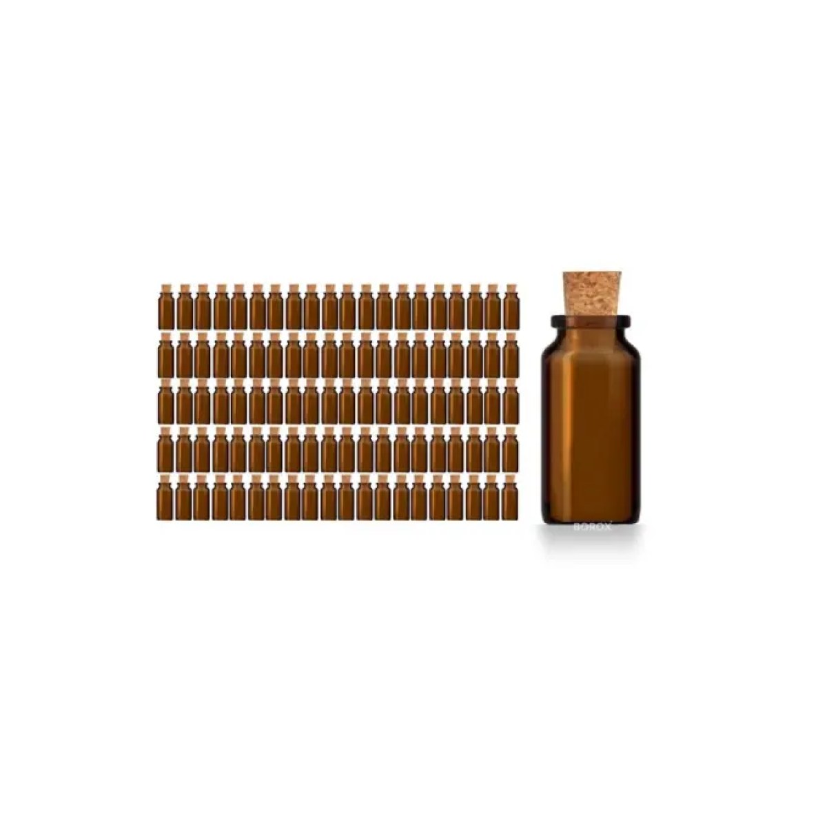 Borox Mantar Tıpalı Amber Cam Şişe - Mini Küçük Şişe 10 ml - Tıpalı Küçük Şişe 100 Adet/Paket