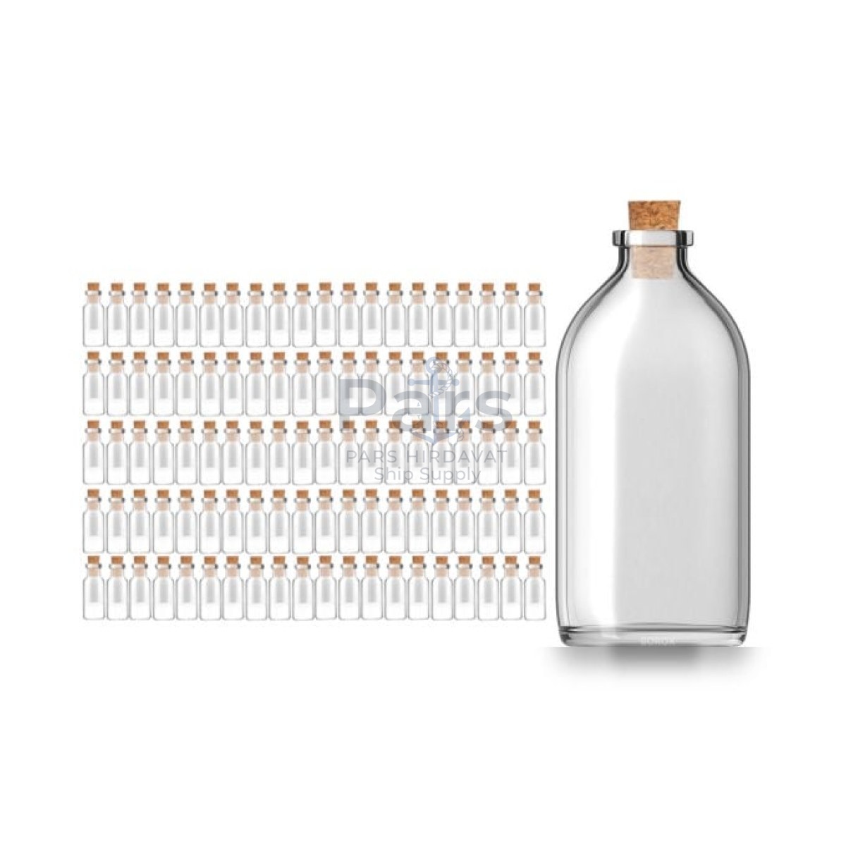 Borox Mantar Tıpalı Cam Şişe - Süs Hediyelik Mini Şişe 100ml - Tıpalı Boş Şişe 100 Adet/Paket