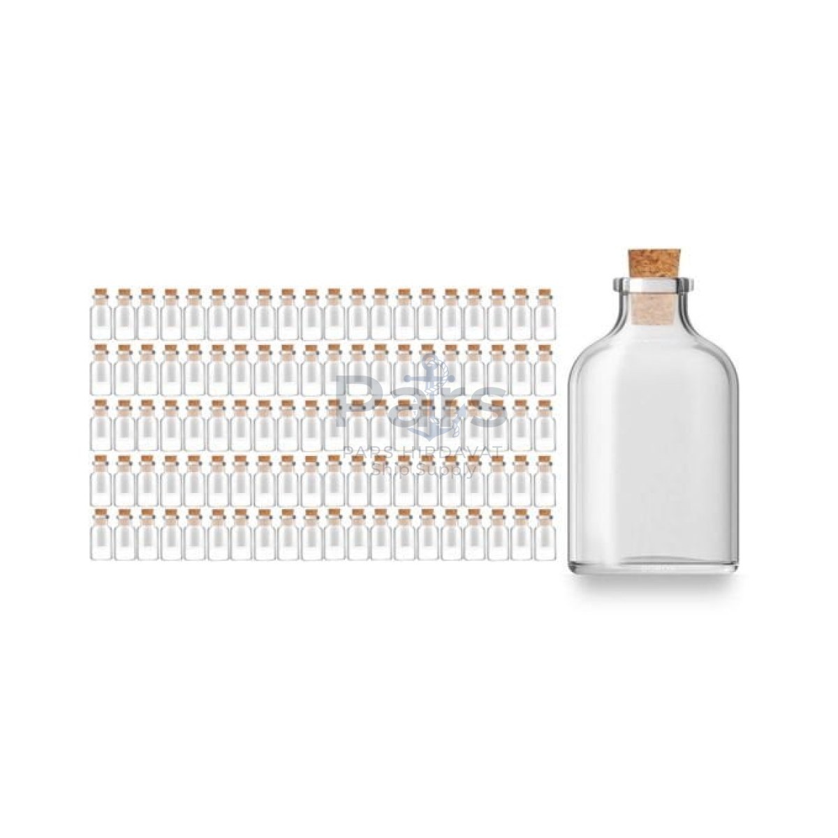 Borox Mantar Tıpalı Cam Şişe - Süs Hediyelik Mini Şişe 50 ml - Tıpalı Küçük Şişe 100 pcs/Paket