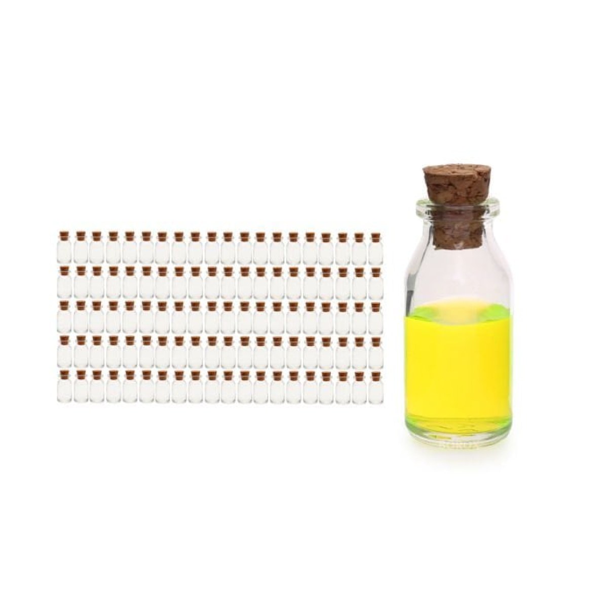 Borox Mantar Tıpalı Cam Şişe - Süs Hediyelik Mini Şişe 15 ml - Tıpalı Küçük Şişe 100 pcs/Paket