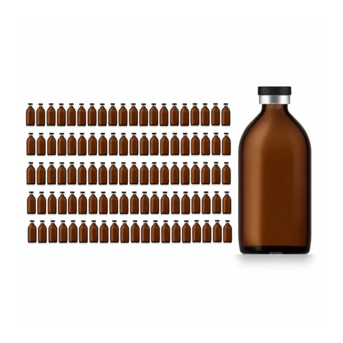 Borox Kapaklı Tıpalı Amber Cam Şişe 100ml - Flakon Şişe - 100 Adet Toptan