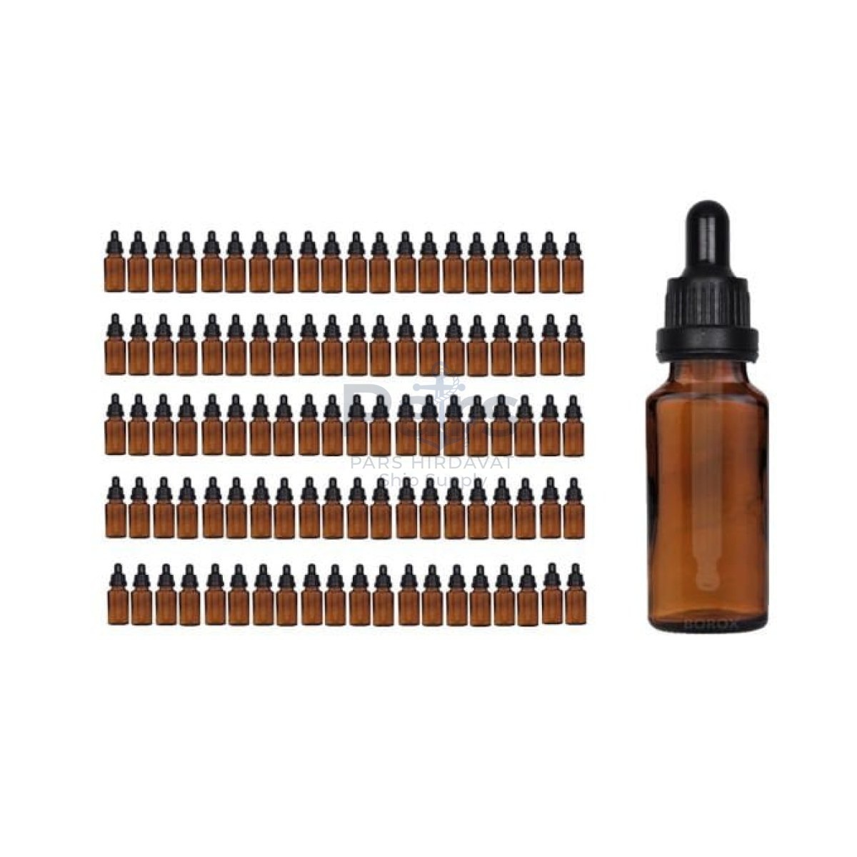 Borox Cam Damlatma Şişe 20 ml - Amber Damlalıklı Şişe 20 cc - 100 pcs Toptan