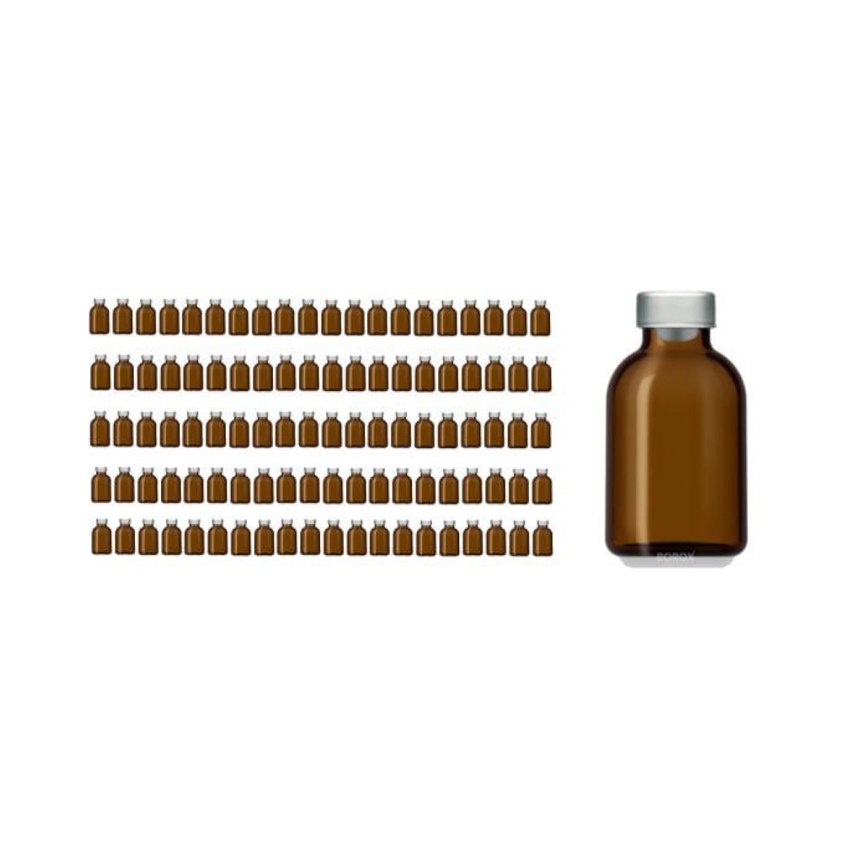Borox Kapaklı Tıpalı Amber Cam Şişe 25ml - Flakon Şişe - 100 Adet Toptan