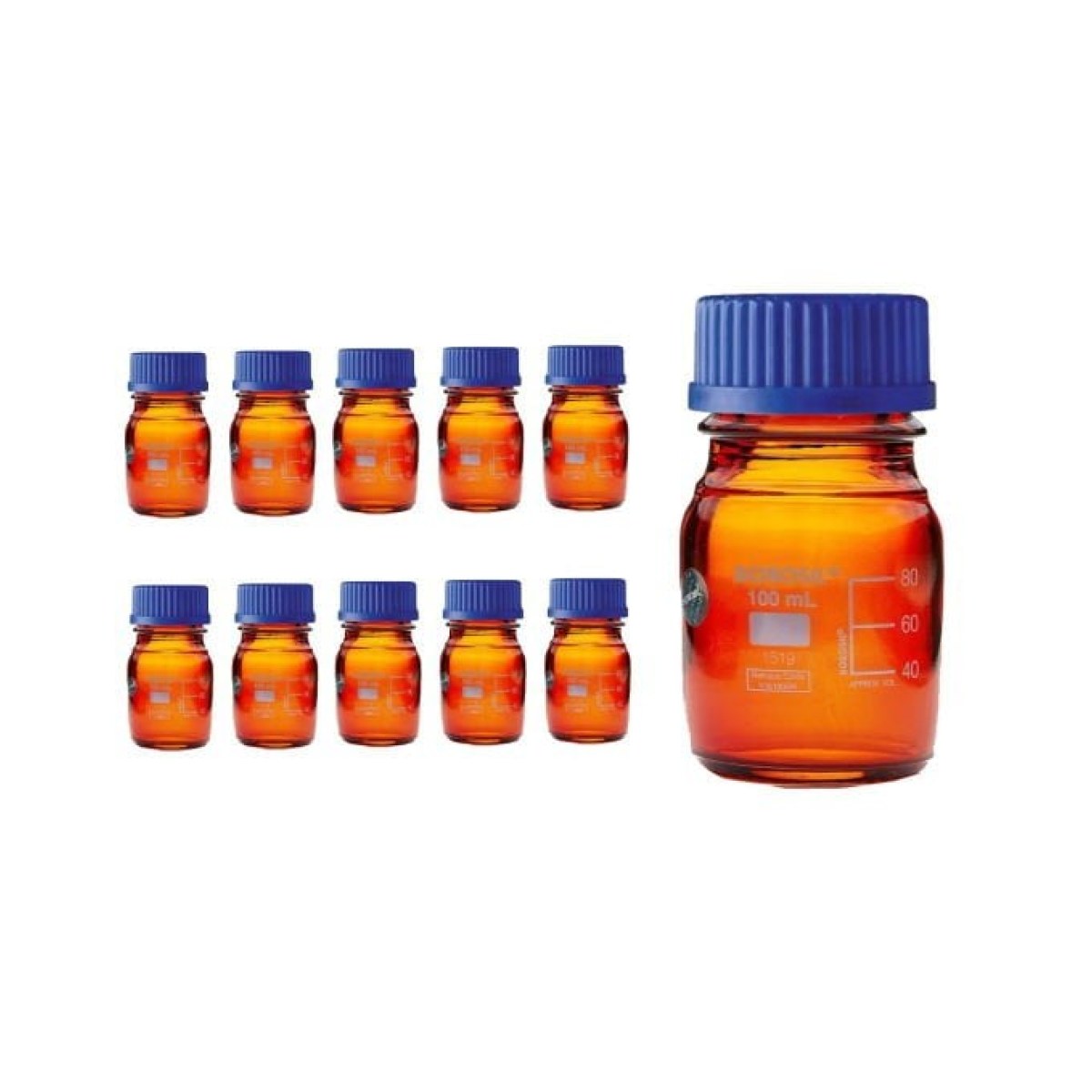 Borosil Cam Amber Şişe 100 ml - Vida Kapaklı Boş Cam Şişe - 10 pcs Toptan